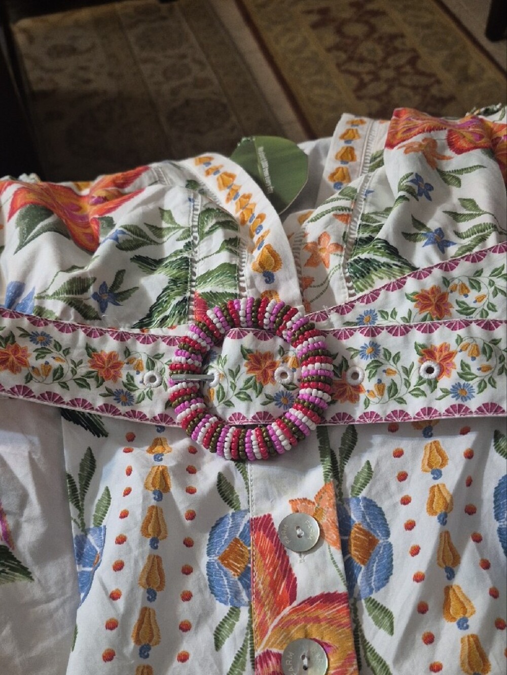 FARM Rio Cream Floral Romper with Multicolor Blooms - Picture 4 of 7